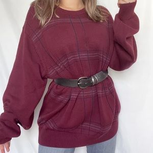 plaid burgundy oversized sweater